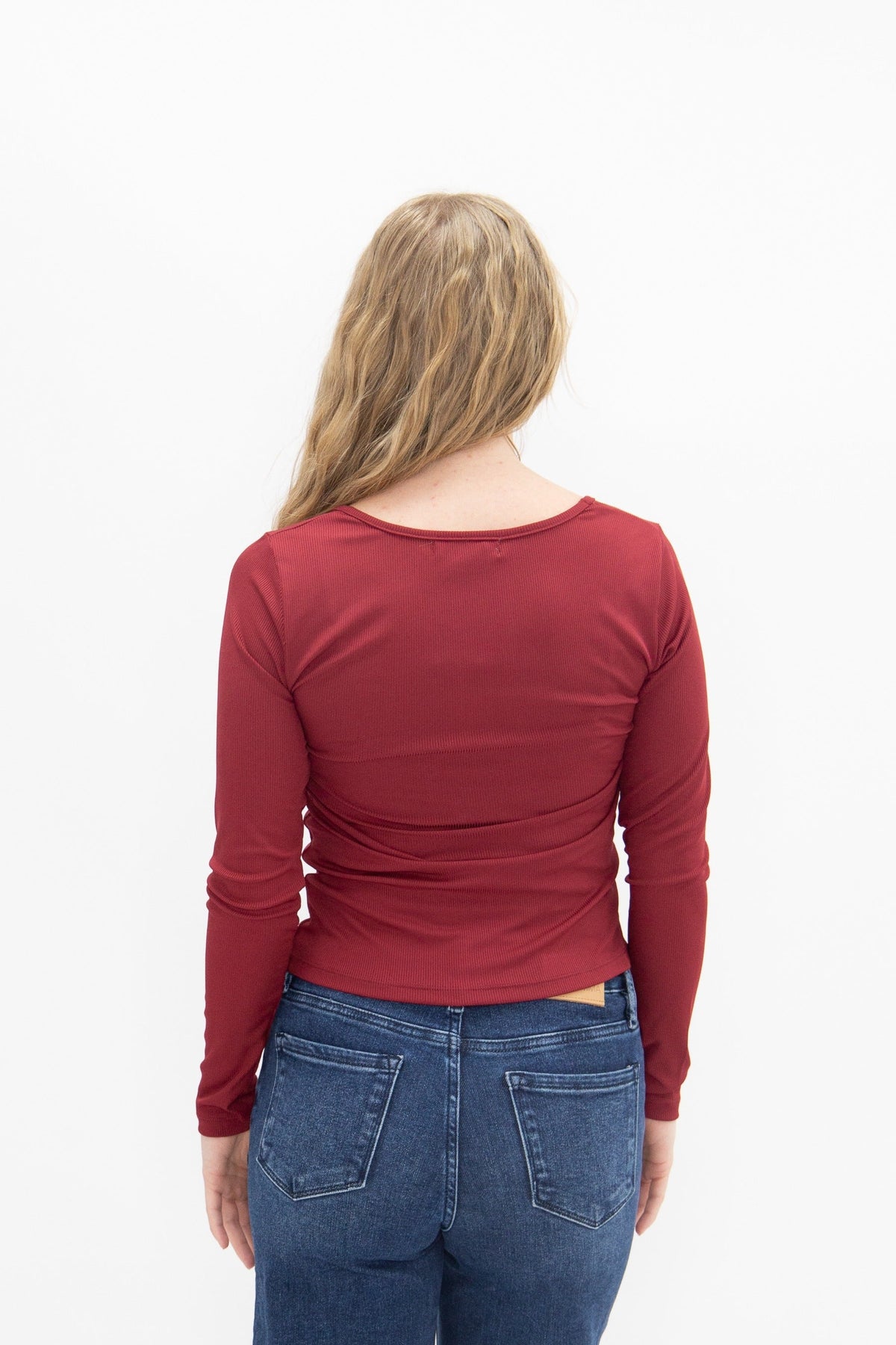 Square Neck Long Sleeve Top