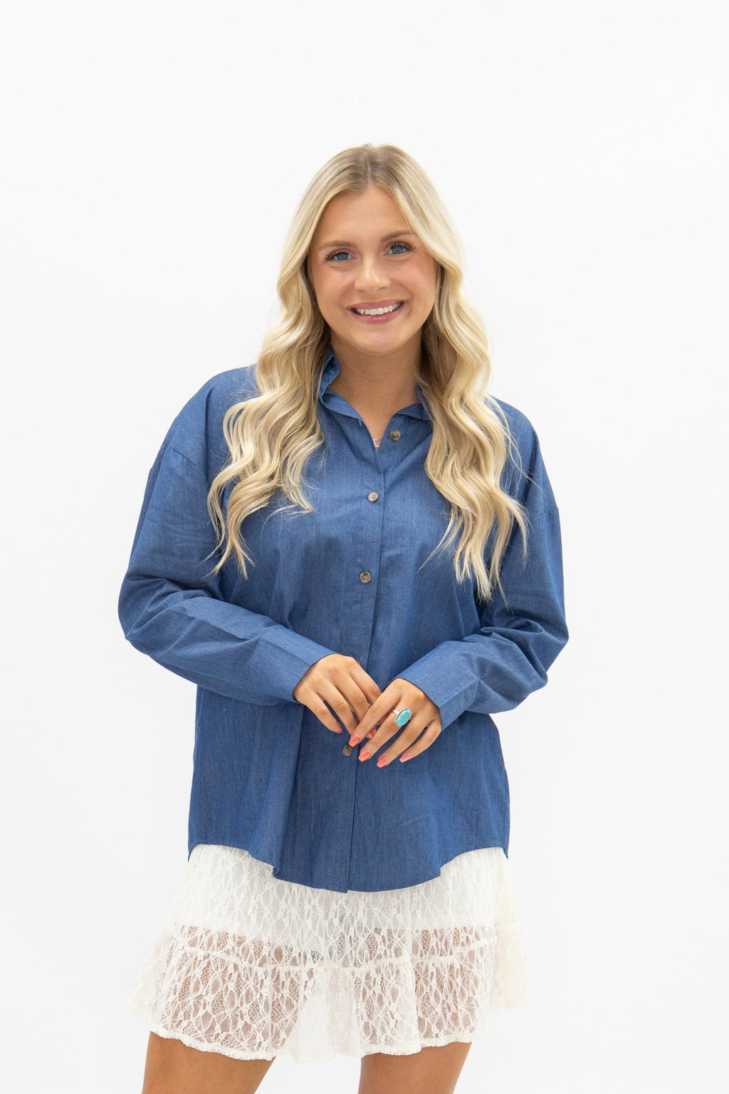 Kathryn Classic Button-Up, Chambray — additional view 2