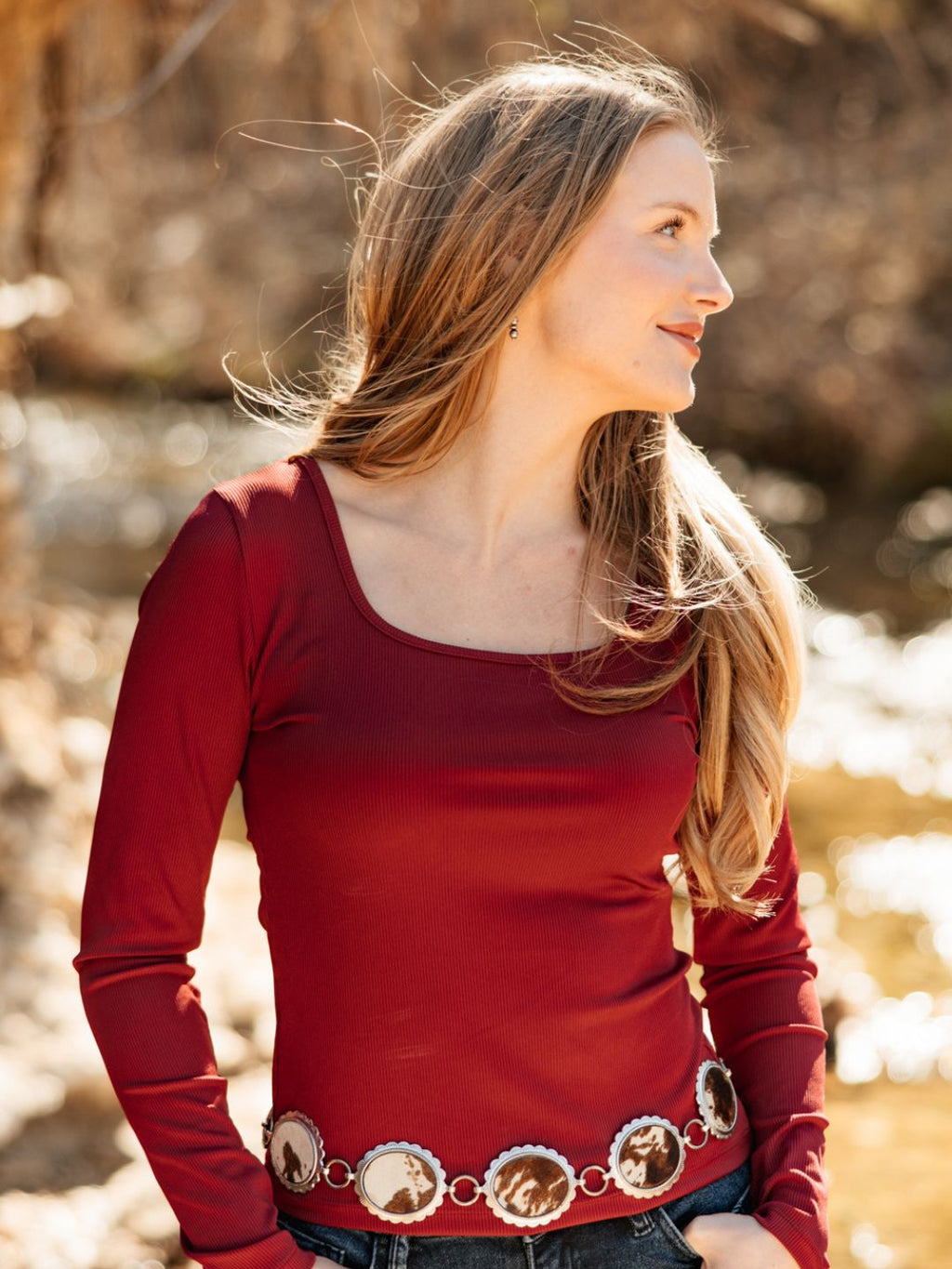 Square Neck Long Sleeve Top