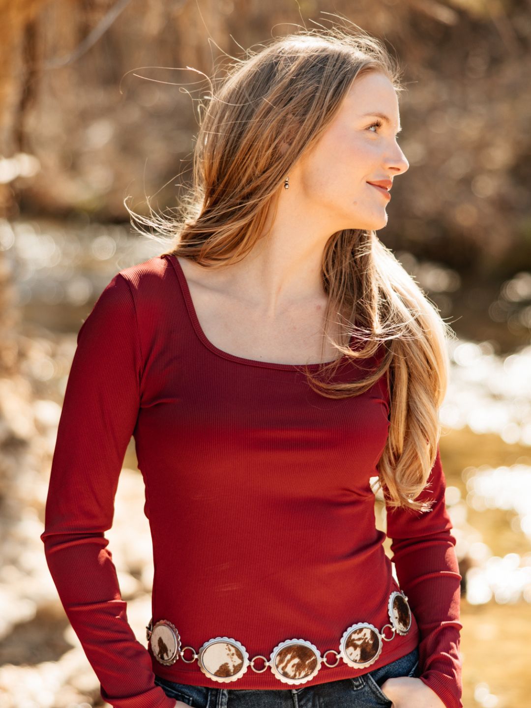 Square Neck Long Sleeve Top