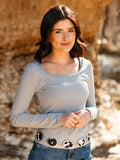 Square Neck Long Sleeve Top