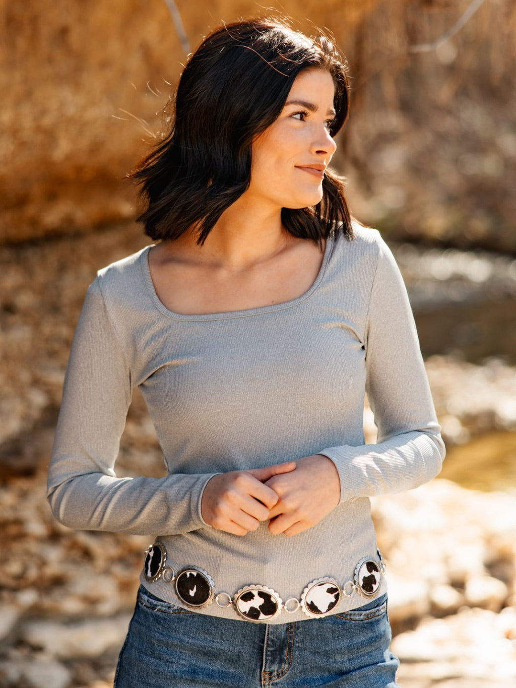 Square Neck Long Sleeve Top