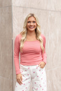 Square Neck Long Sleeve Top