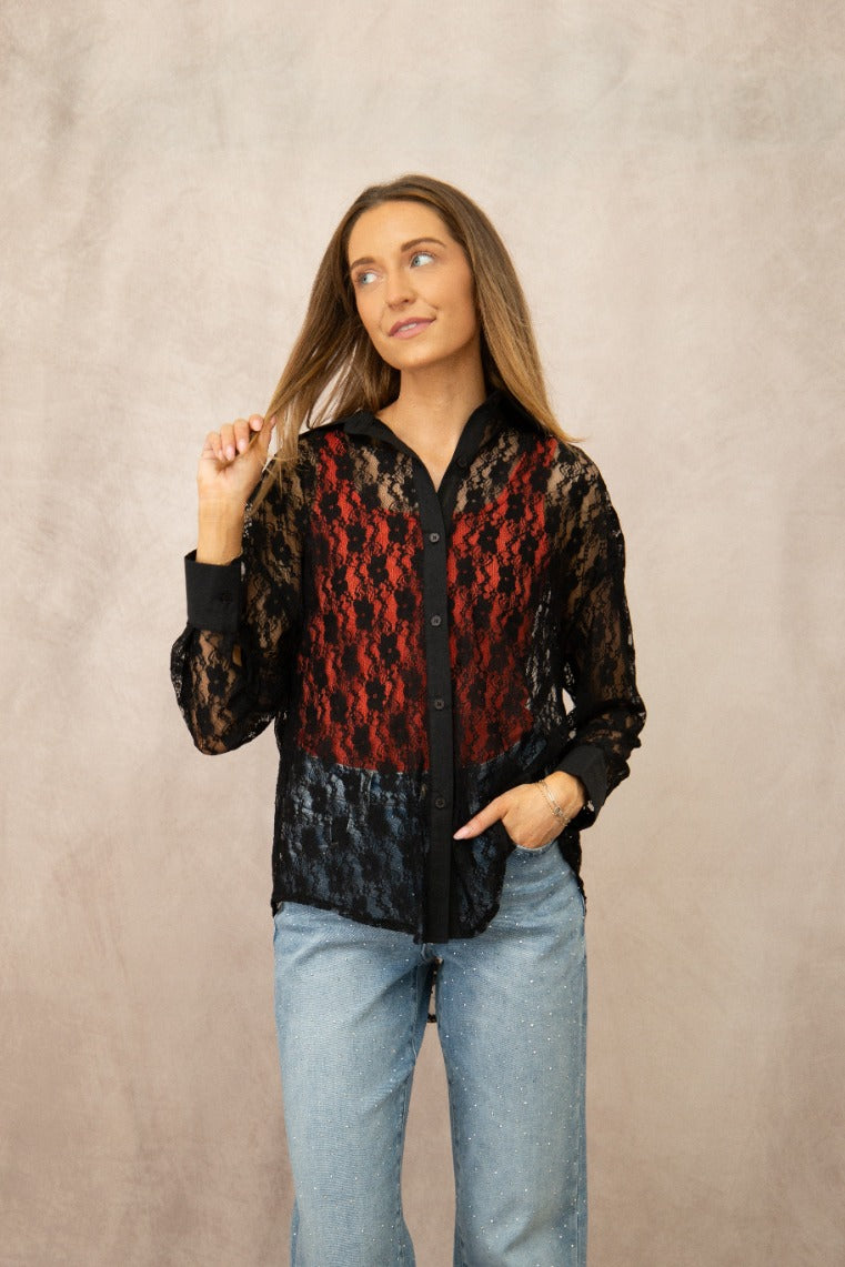 Kathryn Lace Shirt — Black — additional view 11
