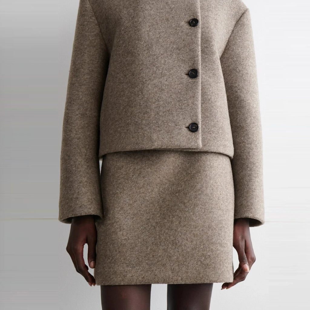Brown A-Line Midi Skirt
