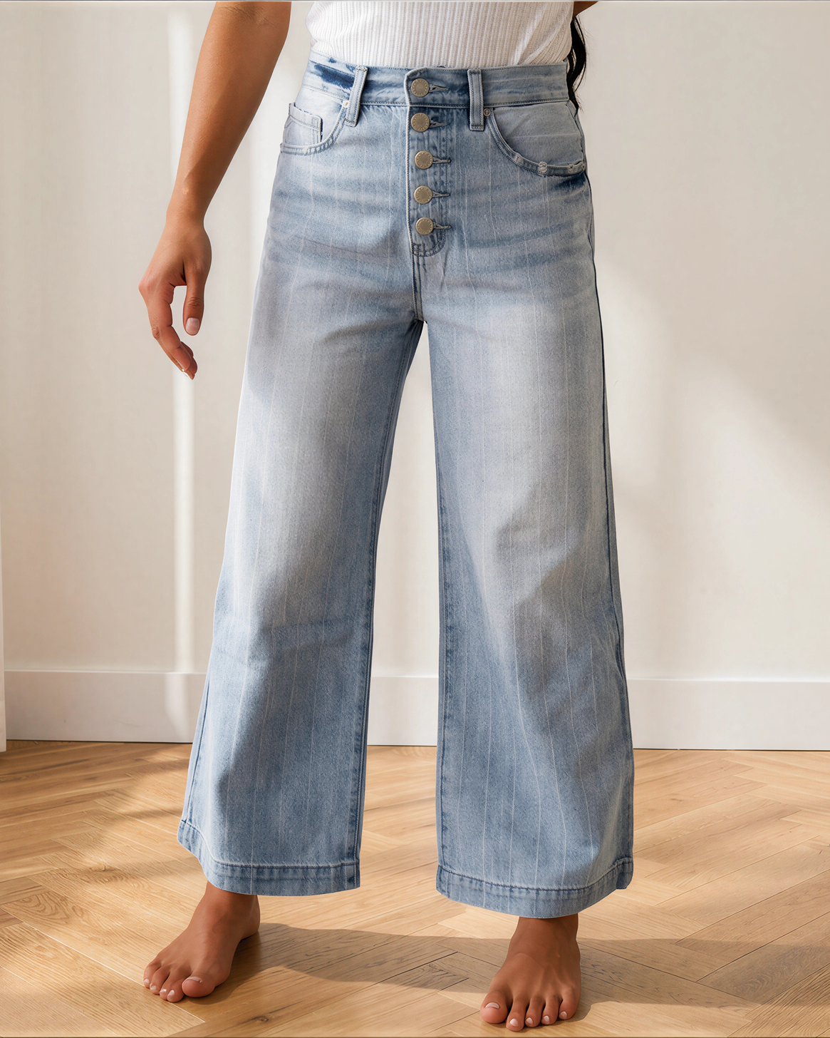 Veronica Pinstripe Wide Leg Jeans — additional view 2