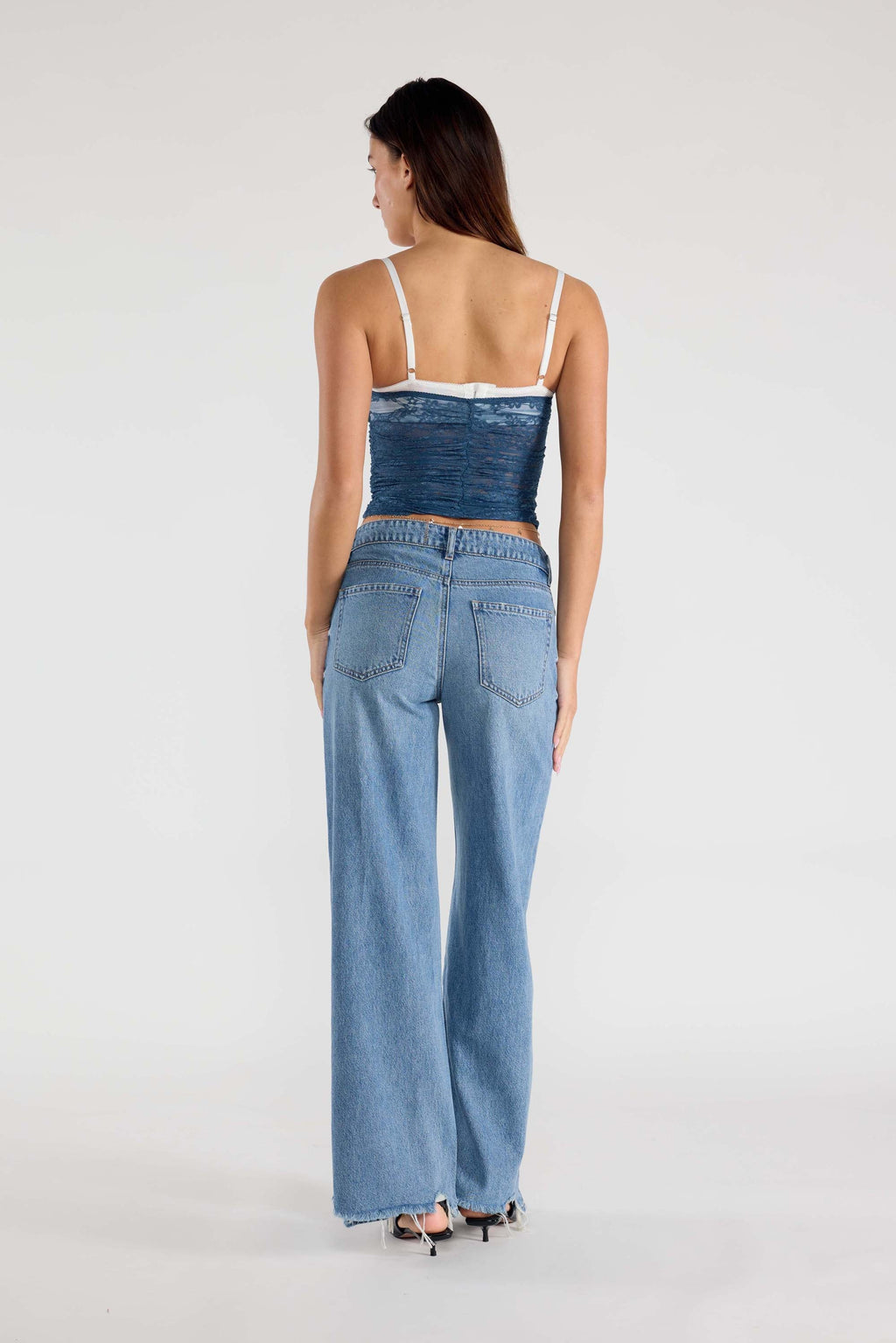 Low Waist Baggy Wide Leg Jeans with Chewed Hem — additional view 5