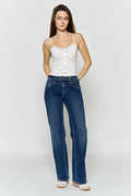 High Rise Belted Wide Leg Jeans with Buckle Closure — additional view 2