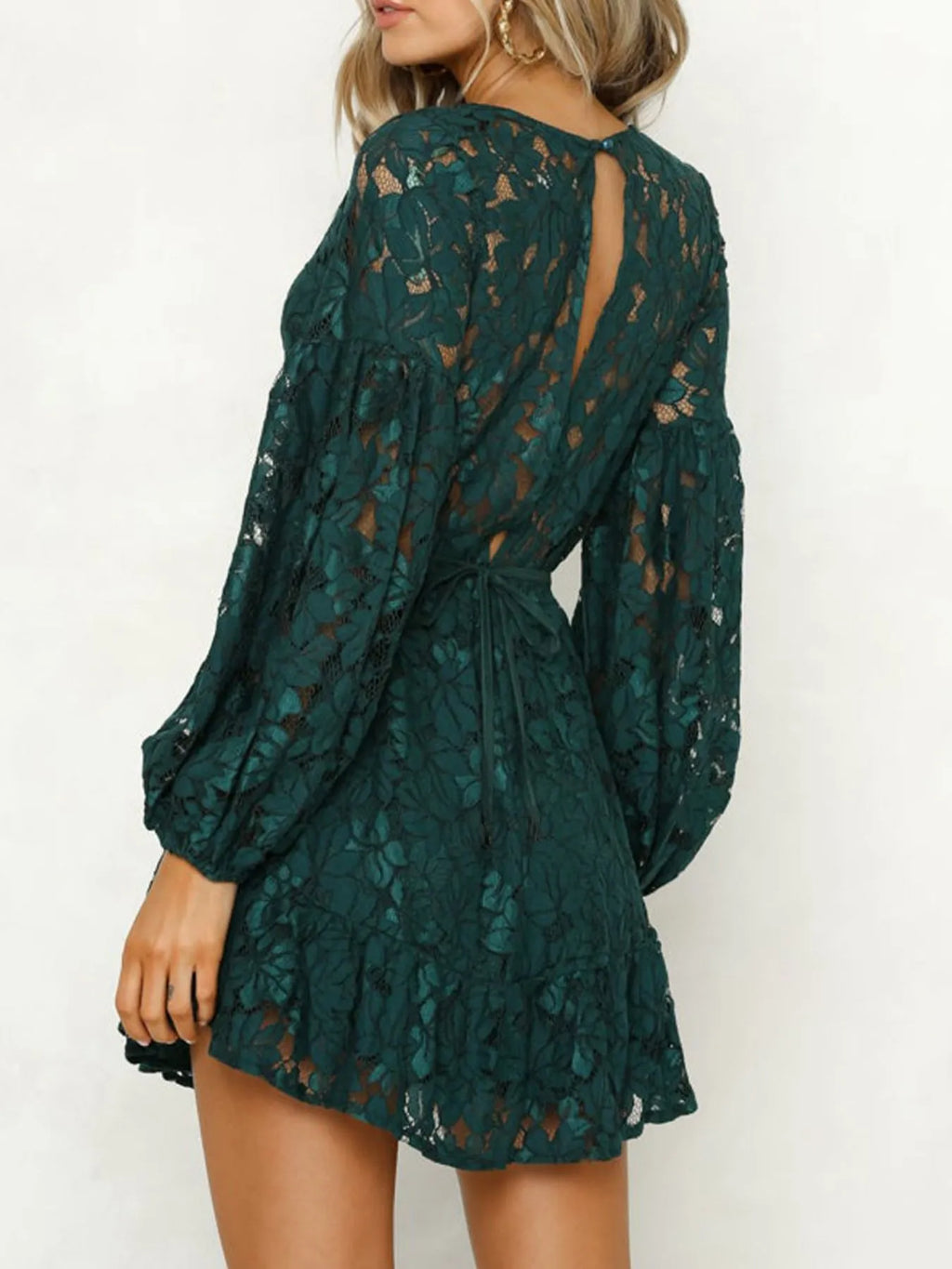 Lace Tie-Detail Mini Dress — additional view 3