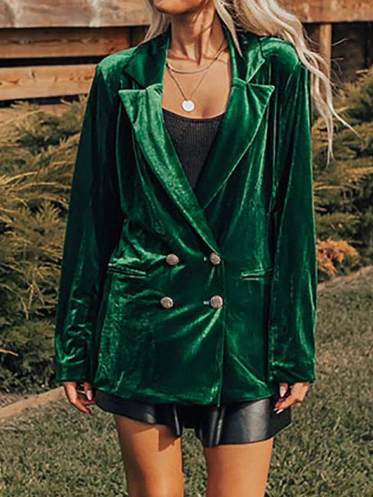 Velvet Button-Front Blazer — additional view 10