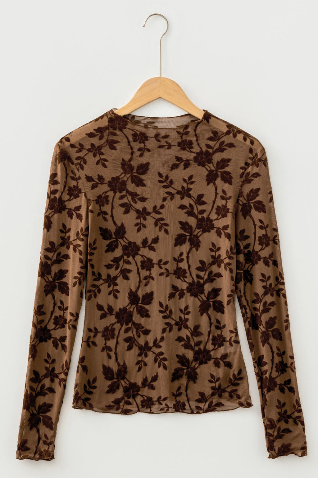 Floral Velvet Burnout Mesh Long Sleeve Top — additional view 2