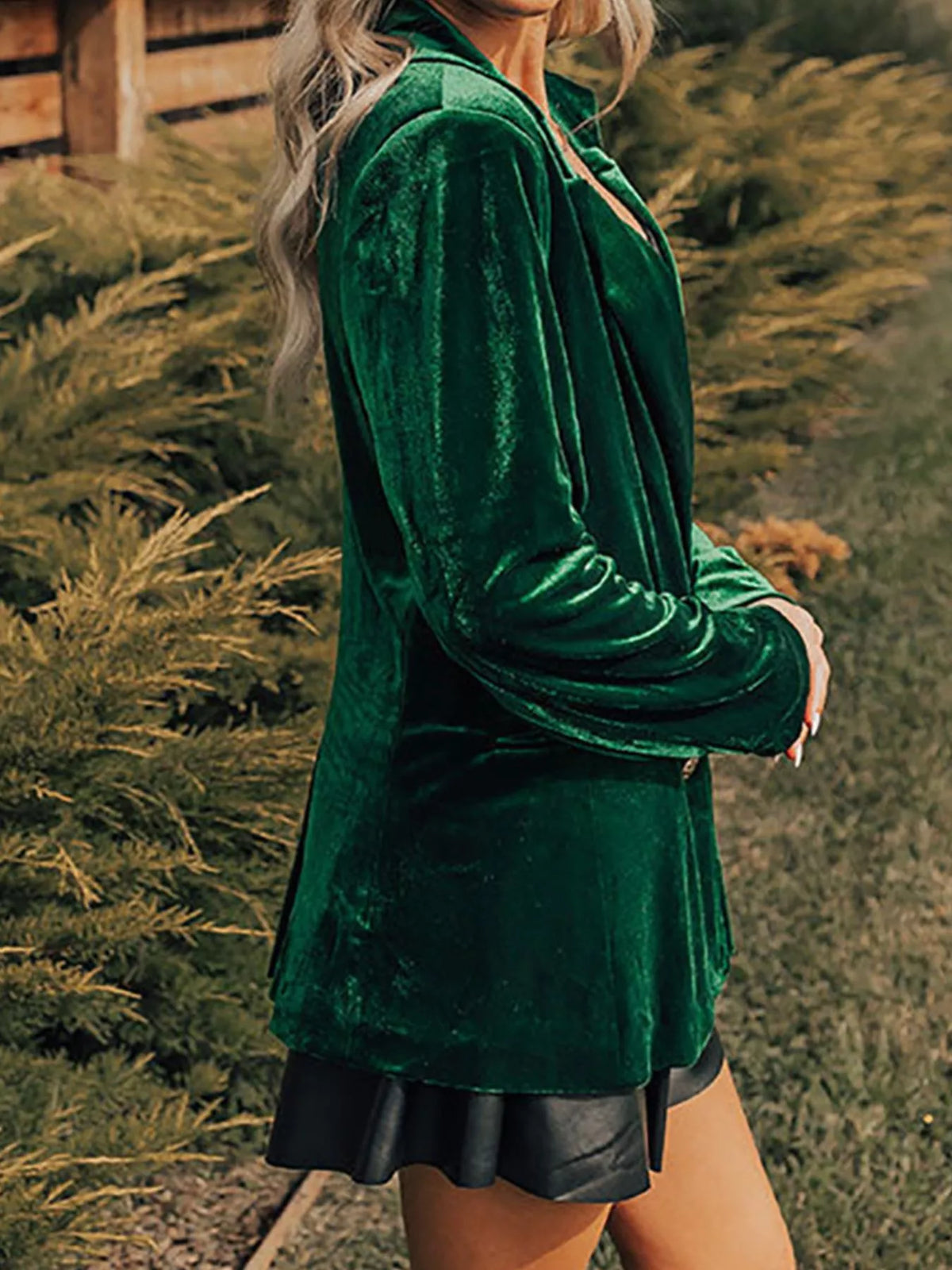 Velvet Button-Front Blazer — additional view 12