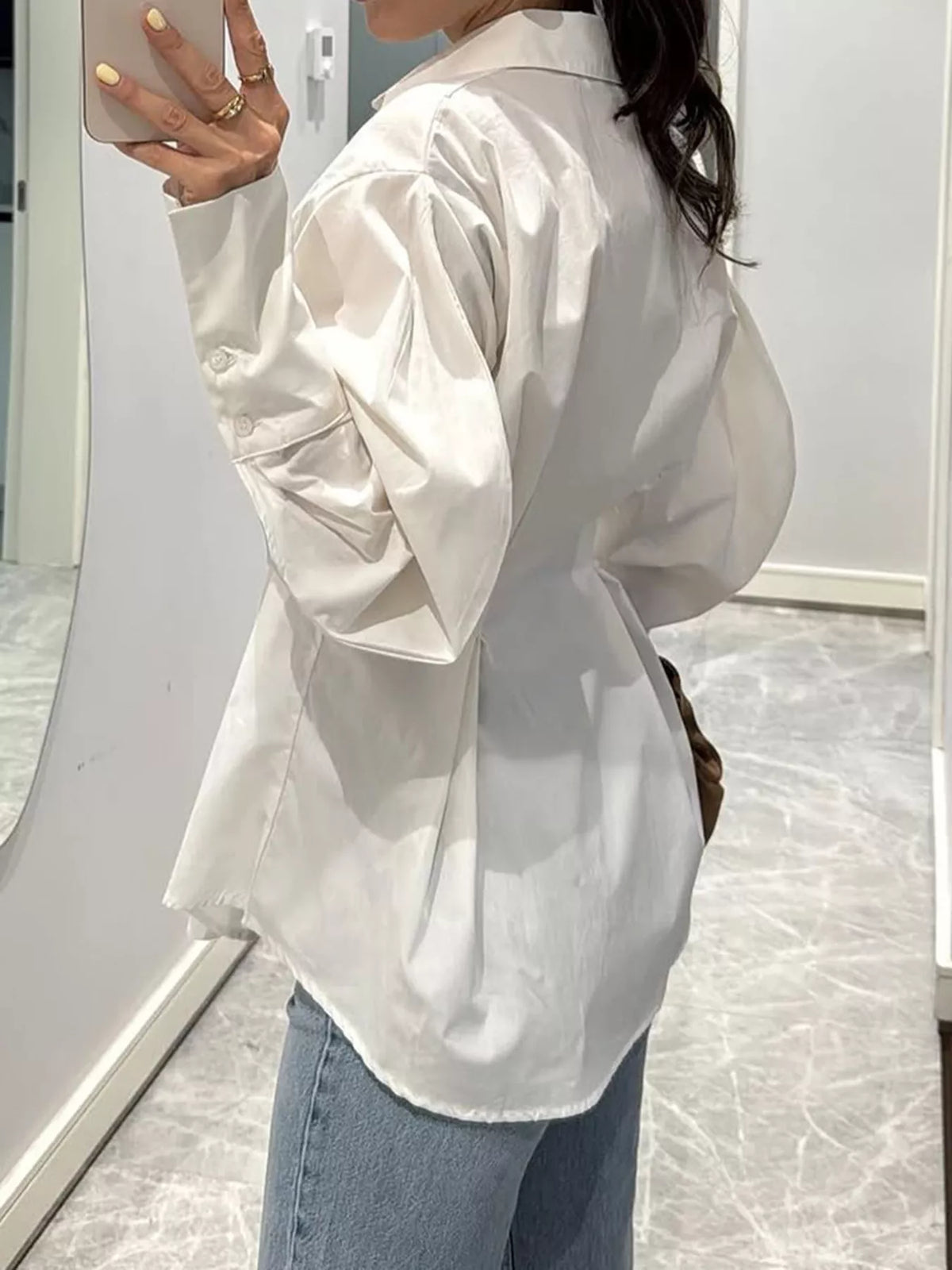 Cotton Lantern-Sleeve Shirt