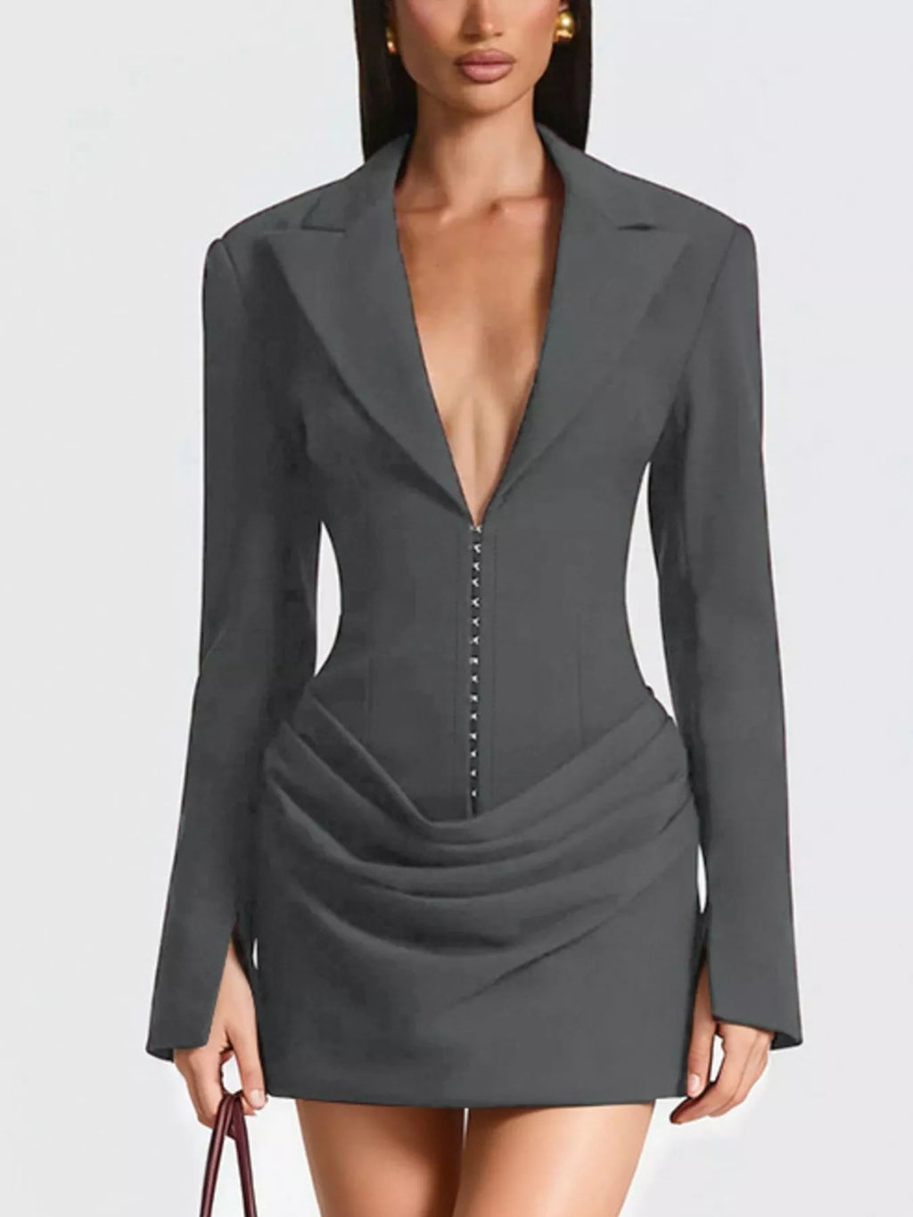 Long-Sleeve Blazer Mini Dress — additional view 6