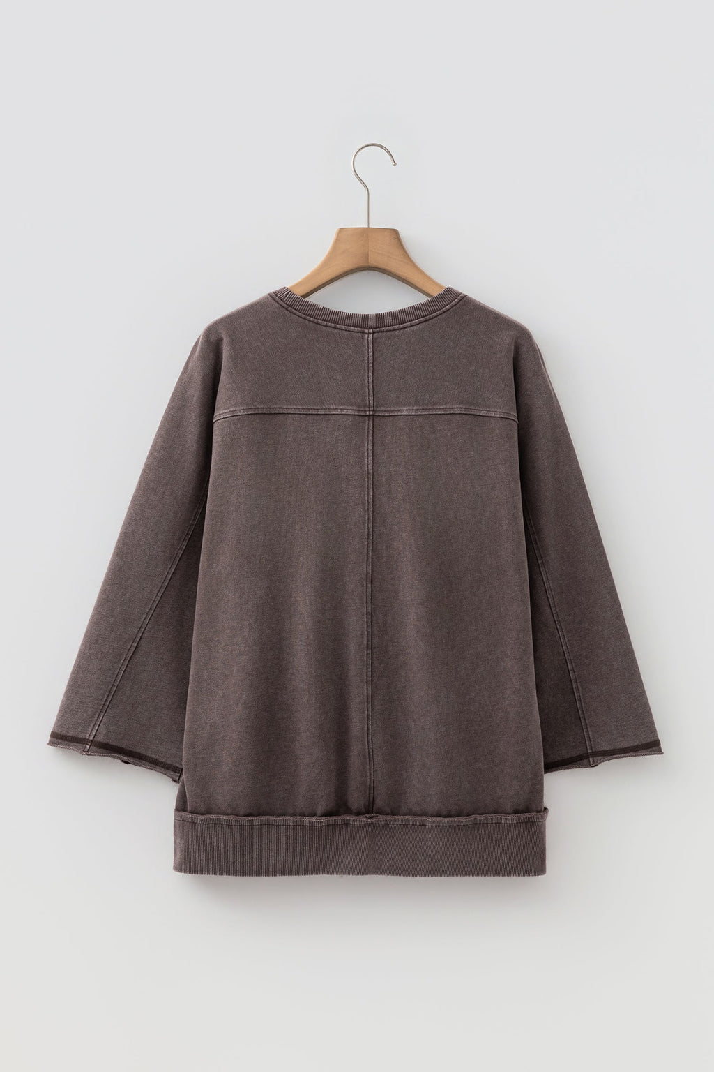 Mineral Wash Reverse Seam 3/4 Sleeve Top — additional view 3