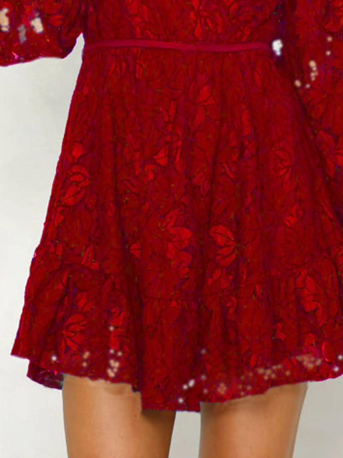 Lace Tie-Detail Mini Dress
