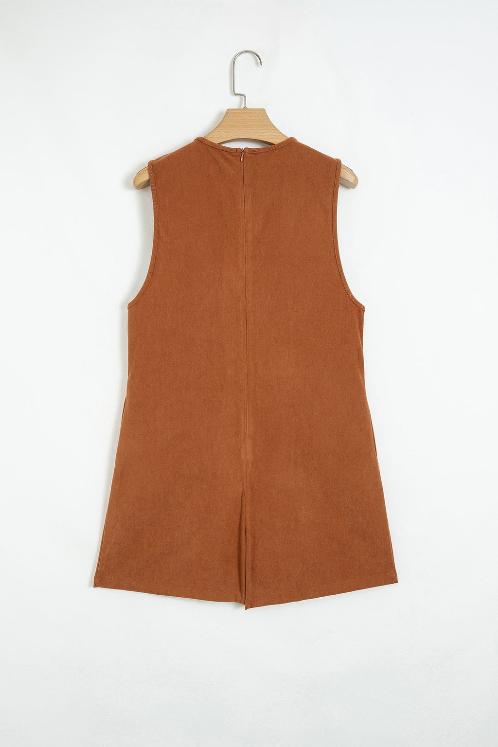 Solid Tie V-Neck Sleeveless Corduroy Romper — additional view 11