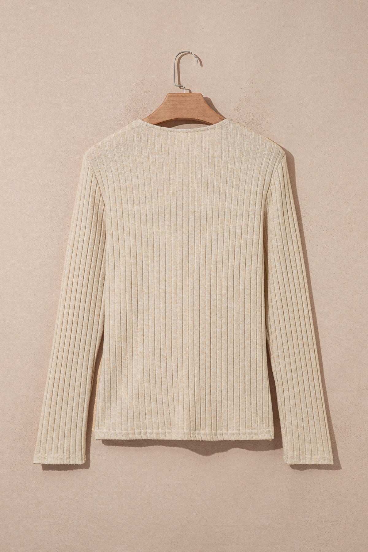 Ribbed Knit Cowl Neck Long Sleeve Top