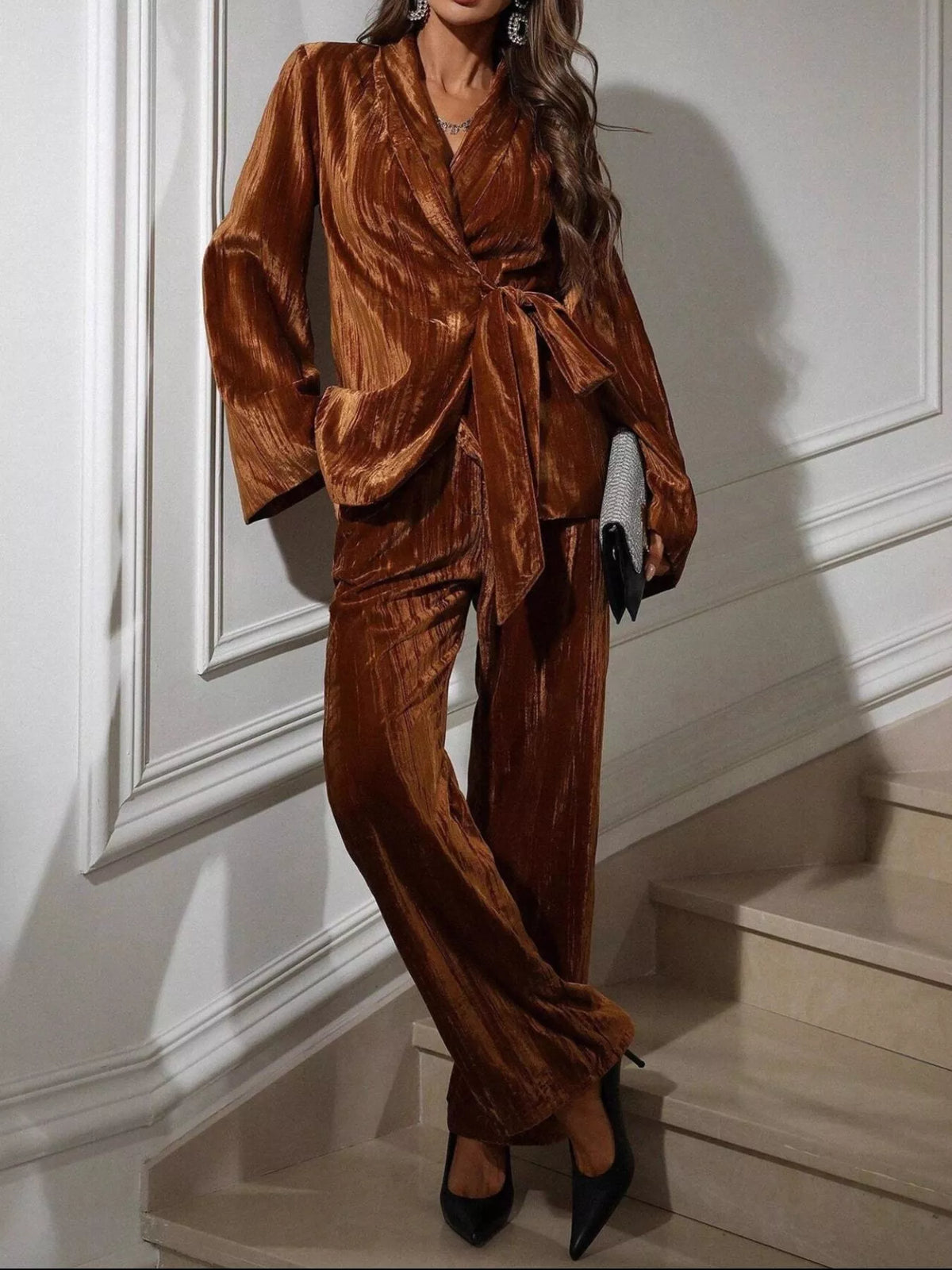 Velvet Belted Suit Set