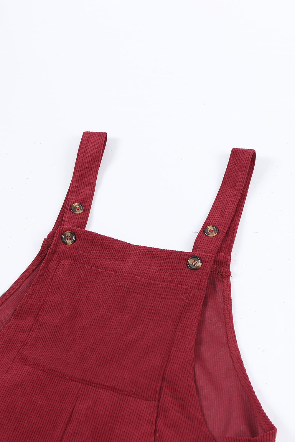 Solid Corduroy Front Bib Pocket Wide Leg Overalls — additional view 4