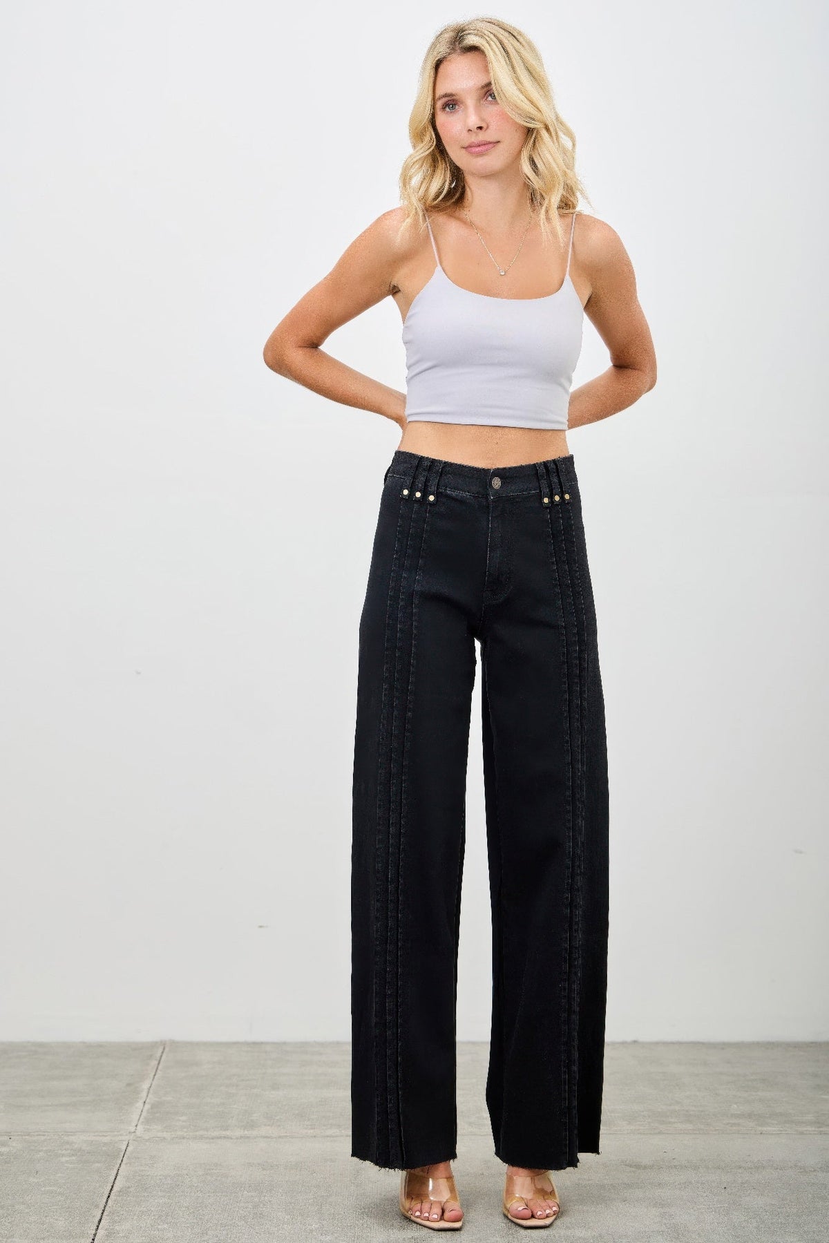 Front-Pleat Straight Jeans