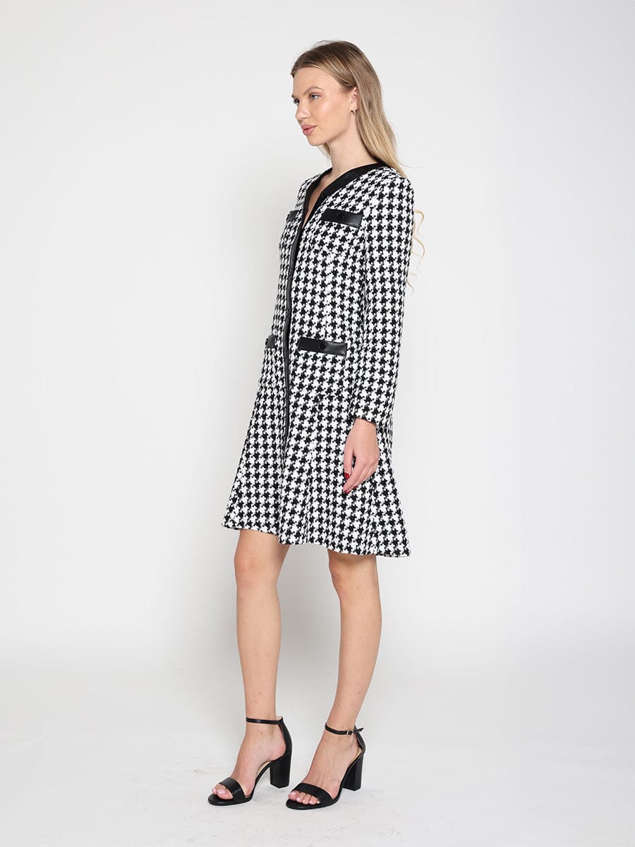 Gracia Fashion Women's Tweed Front Button Open Long Sleeve Dress — additional view 6