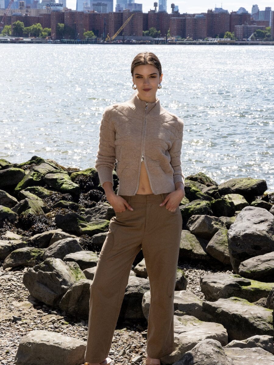 Curved-Panel Wide-Leg Pants