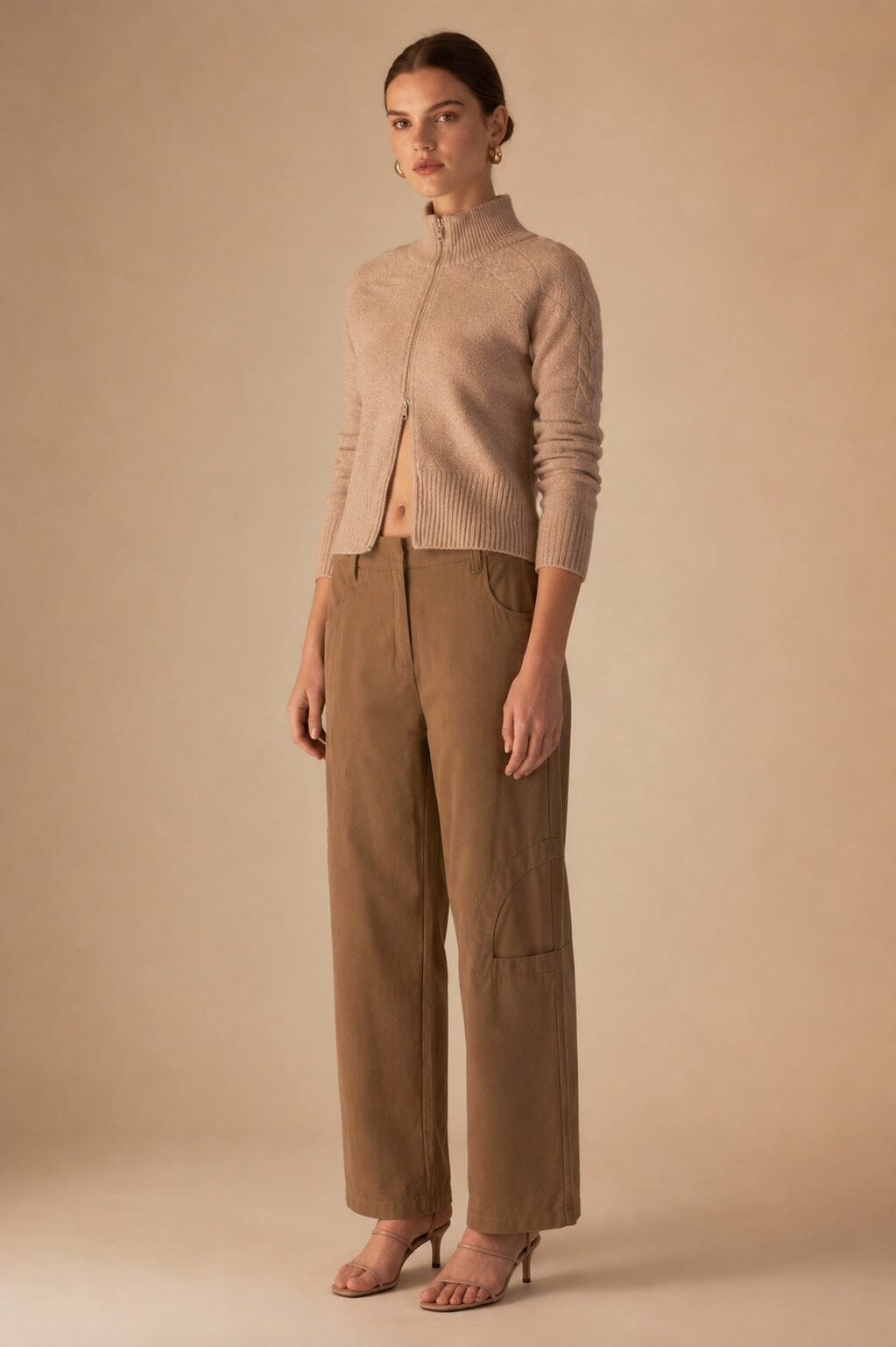 Curved-Panel Wide-Leg Pants
